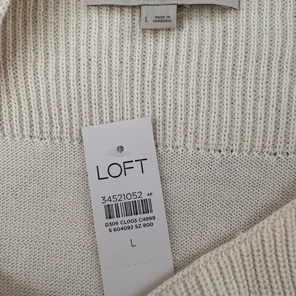 LOFT Puff Sleeve Boatneck Sweater Tee - Picture 2 of 3